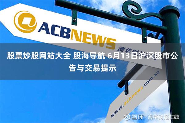 股票炒股网站大全 股海导航 6月13日沪深股市公告与交易提示